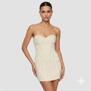 Retrofete Deema Pearl Mini Dress NWT Size M Bridal Bachelorette Elopement Rare